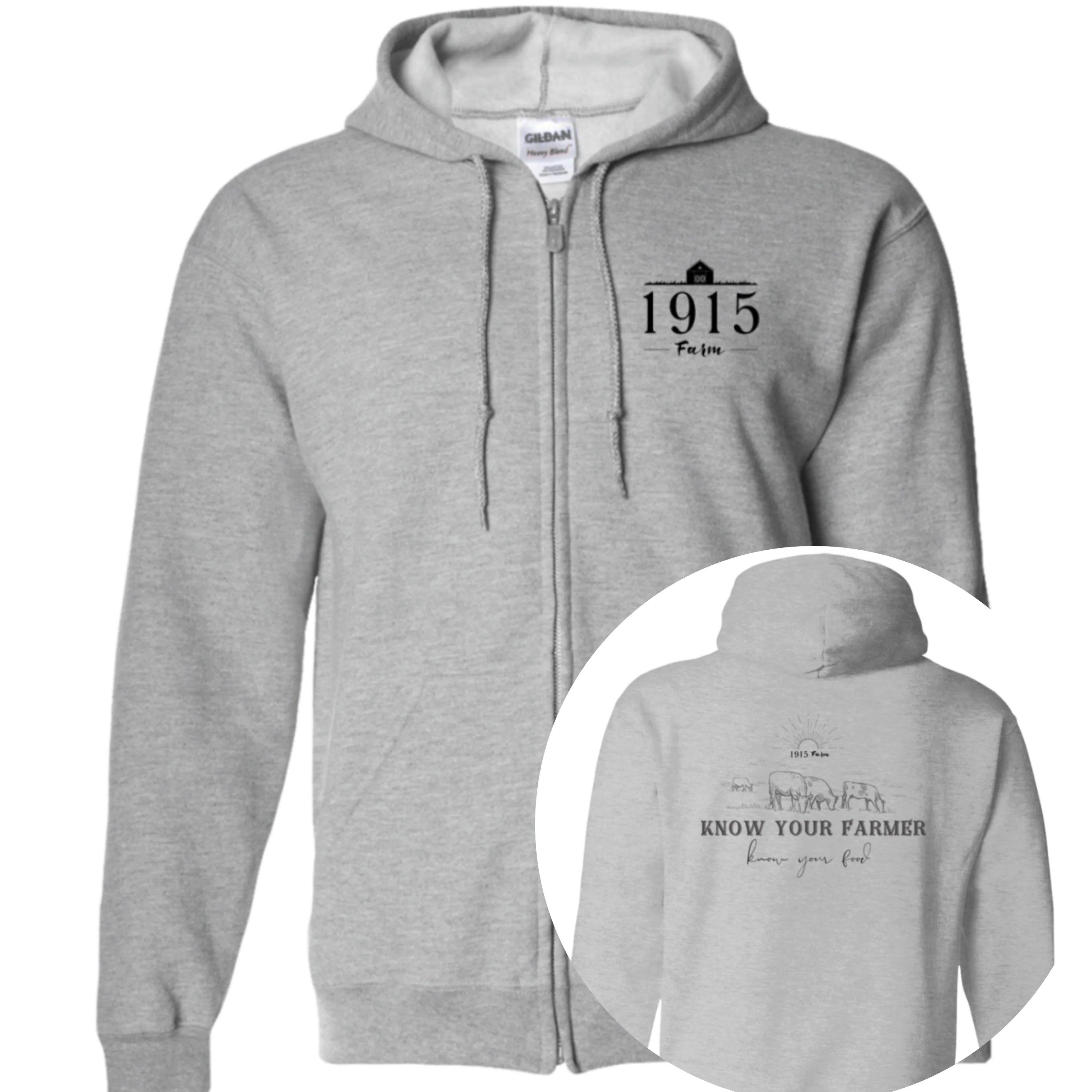 1915 Farm Know Your Farmer Zip Up Hooded Sweatshirt